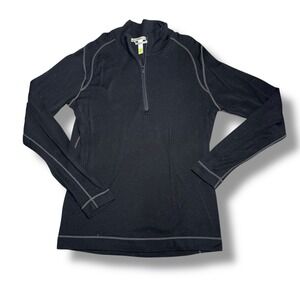 Smartwool Merino Wool 150 Base Layer 1/4 Zip Top Black Women's Size L